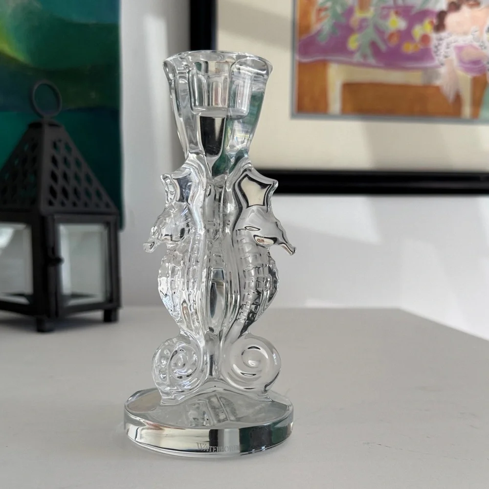 Waterford Crystal Seahorse 6” Candle Holder